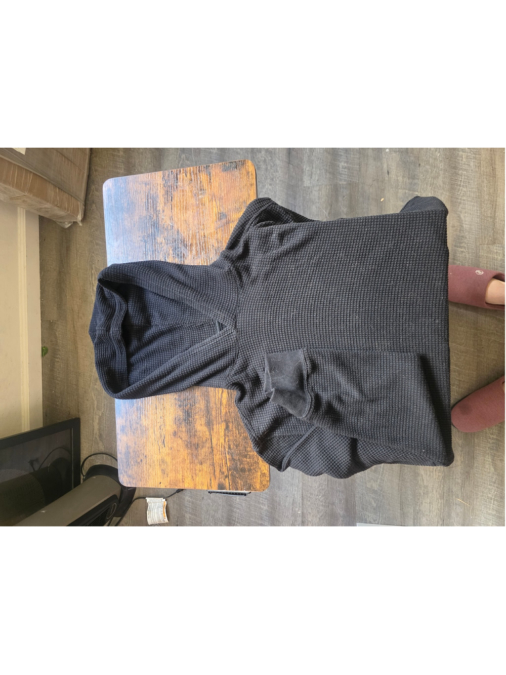 Women's Unbranded Waffle Knit Hoodie Black Size L